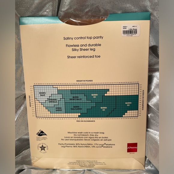 VINTAGE ✳️ JC Penney Silky Sheer Pantyhose ✳️ Average ✳️ Little Beige NEW - Picture 4 of 4